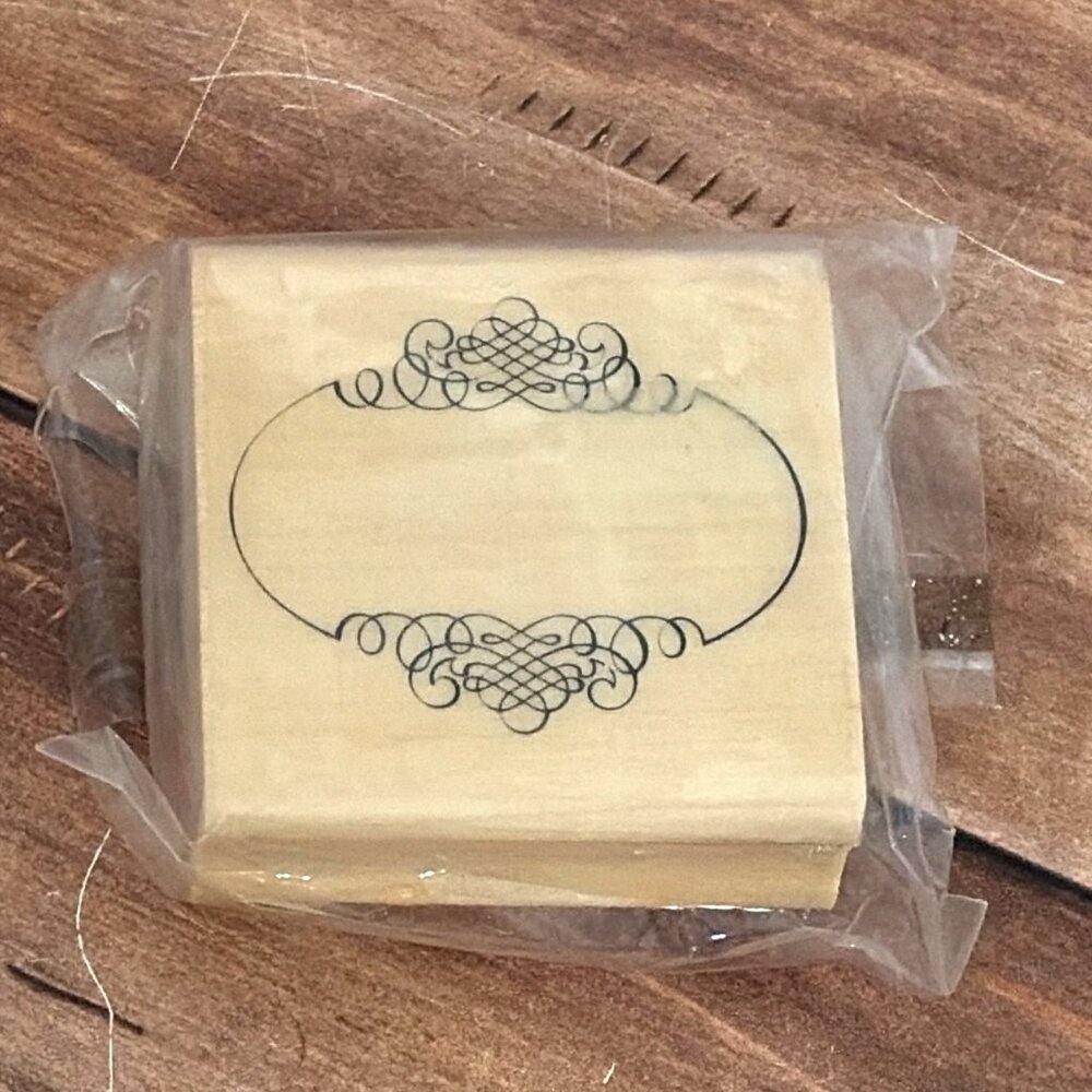 2014 MICHAELS 352599 FILIGREE FRAME WOOD MOUNTED RUBBER STAMP